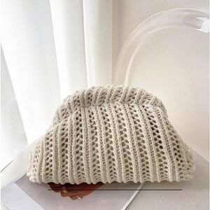 Off white Cable Knit beach vacation summer tropical clam closure clutch bag